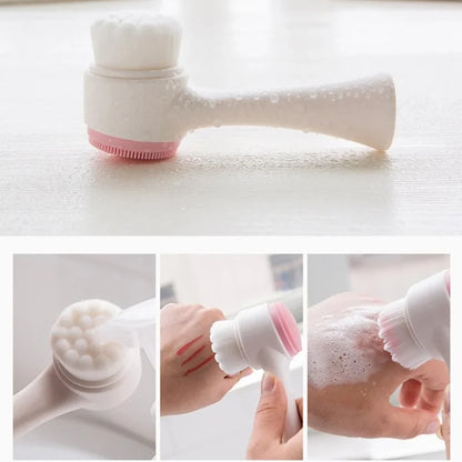 3DGlow™ Double-Sided Silicone Facial Cleansing Brush – Gentle Exfoliation & Deep Clean - HomeDashy