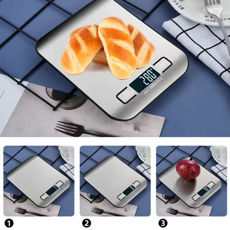 Digital Precision Kitchen Scale – LED Display, 5kg/1g Stainless Steel Weighing for Food, Baking & More - HomeDashy