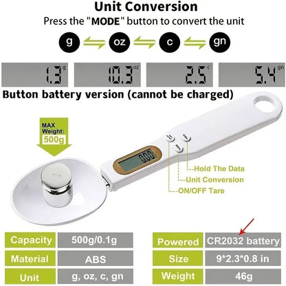 Mini Spoon Scale Pro – Digital Kitchen Scale with LCD Display (0.1-500g) - HomeDashy