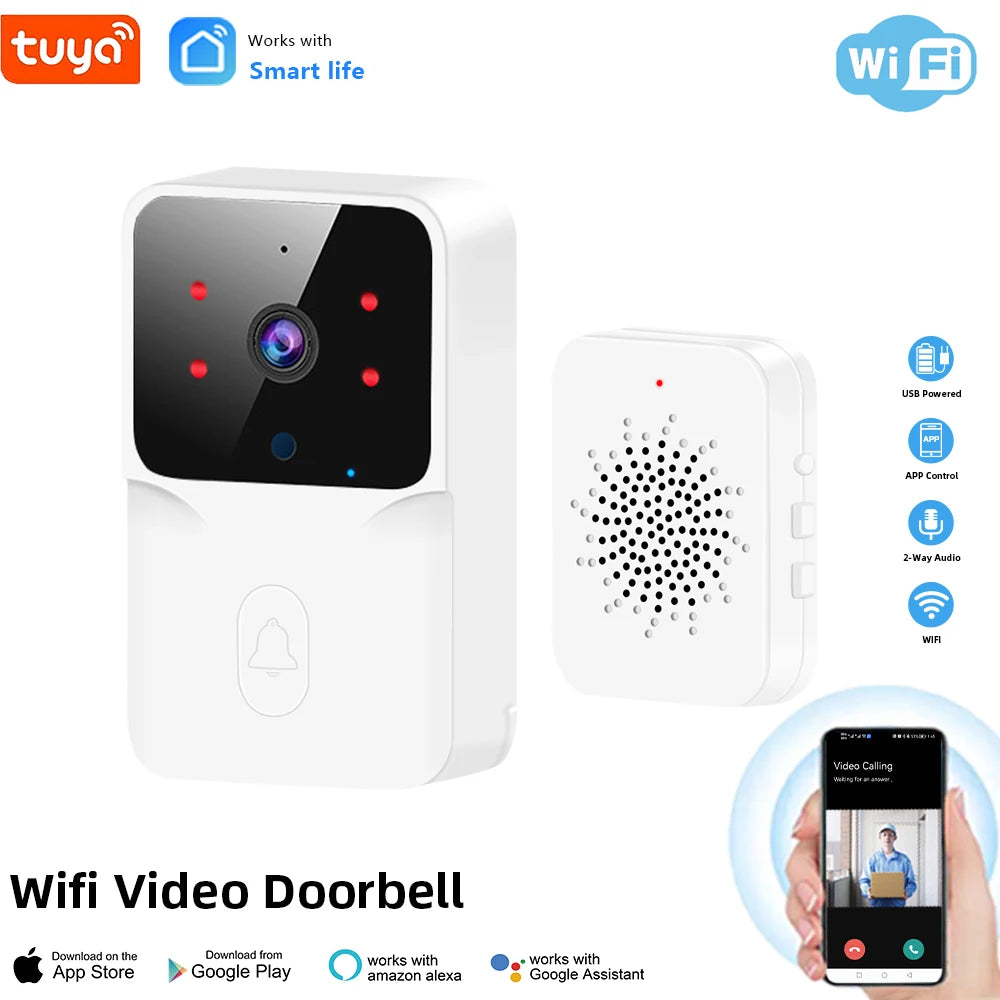 TuyaGuard™ Smart WiFi Video Doorbell 480P – HD Wireless Camera & IR Alarm for Home Security - HomeDashy