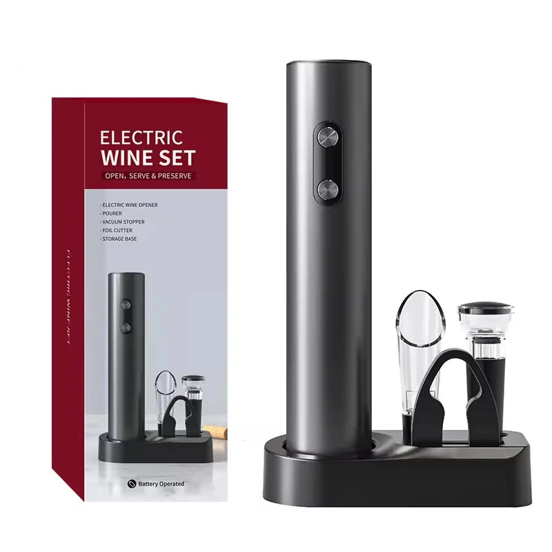 WineMaster™ Electric Opener & Pourer Set – Multifunctional Gift Set with Stopper & Pourer for Insta-Style - HomeDashy