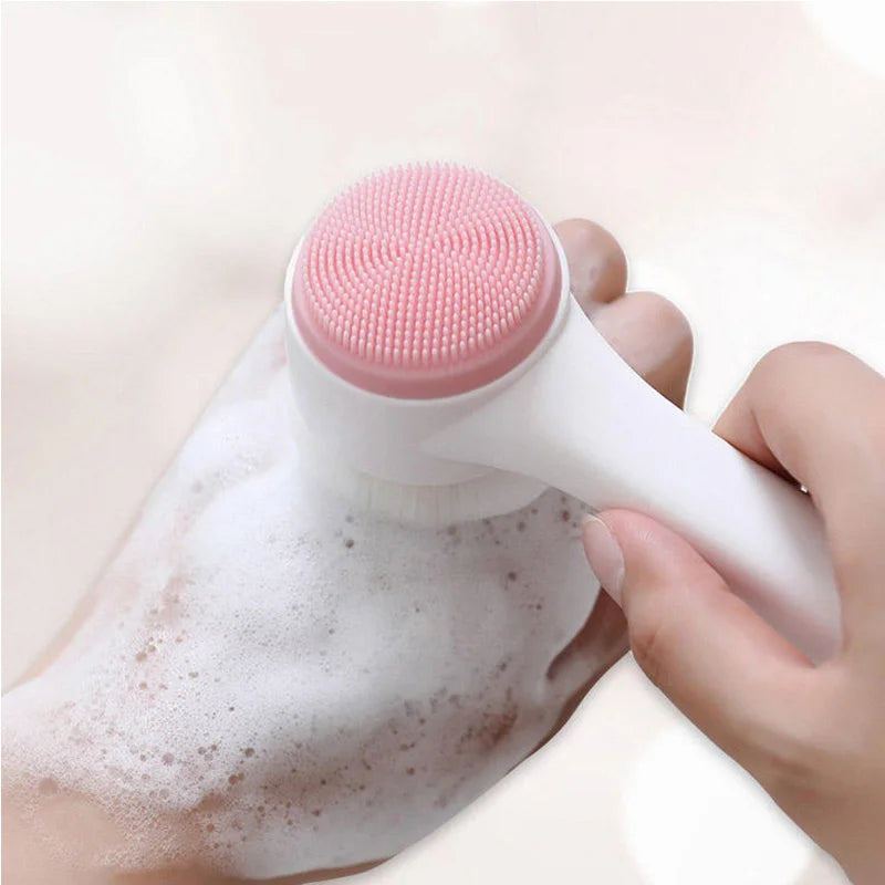 3DGlow™ Double-Sided Silicone Facial Cleansing Brush – Gentle Exfoliation & Deep Clean - HomeDashy