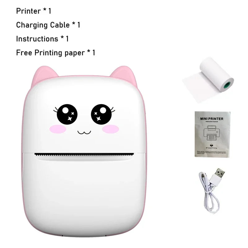 Portable Thermal Printer | Mini Cat Pocket Photo & Label Printer – 58mm, Wireless Bluetooth (iOS & Android) - HomeDashy