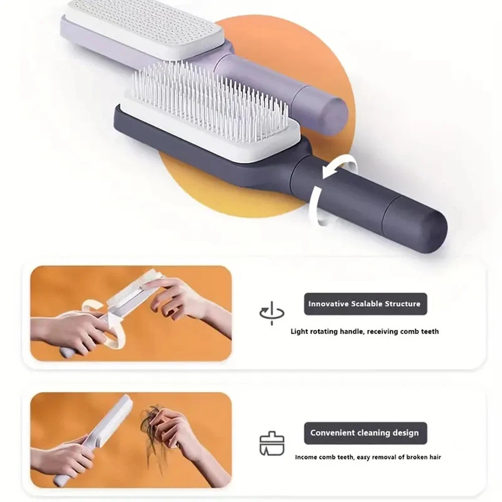 MagicGlide™ Rotating Self-Cleaning Hair Brush - HomeDashy