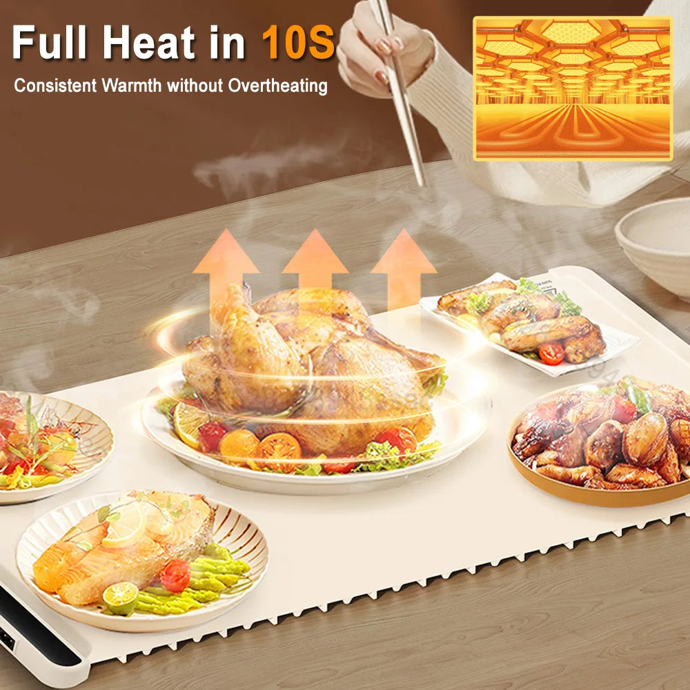 HeatMate™ Smart Warming Tray – Portable & Foldable Food Warmer with 3 Temp Settings - HomeDashy