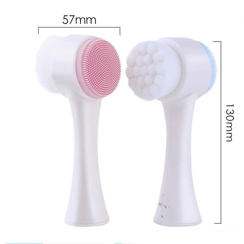 3DGlow™ Double-Sided Silicone Facial Cleansing Brush – Gentle Exfoliation & Deep Clean - HomeDashy