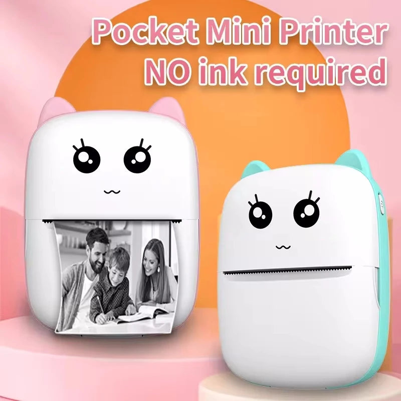 Portable Thermal Printer | Mini Cat Pocket Photo & Label Printer – 58mm, Wireless Bluetooth (iOS & Android) - HomeDashy