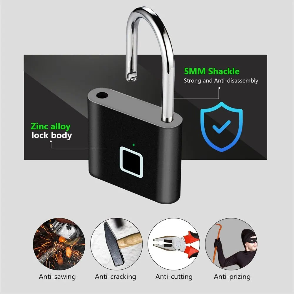 KERUI SecureLock™ – Keyless Fingerprint Smart Padlock | USB Rechargeable & Waterproof - HomeDashy