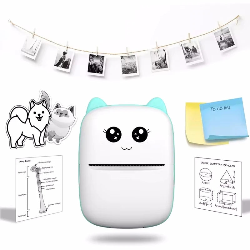 Portable Thermal Printer | Mini Cat Pocket Photo & Label Printer – 58mm, Wireless Bluetooth (iOS & Android) - HomeDashy